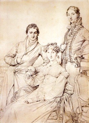 Jean Auguste Dominique Ingres - Jospeh Woodheda and his wife, born Harriet Comber, and her Brother, Henry George Wandesford Comber