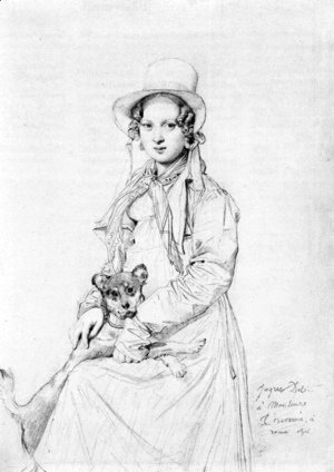 Jean Auguste Dominique Ingres - Mademoiselle Henriette Ursule Claire, maybe Thevenin, and her dog Trim