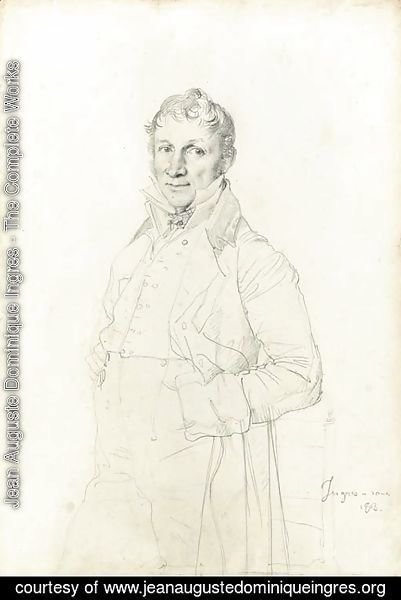 Jean Auguste Dominique Ingres - Portrait of a gentleman, believed to be Charles-Bernardin-Ghislain Coppieters-Stochove, three-quarter-length, by a chair