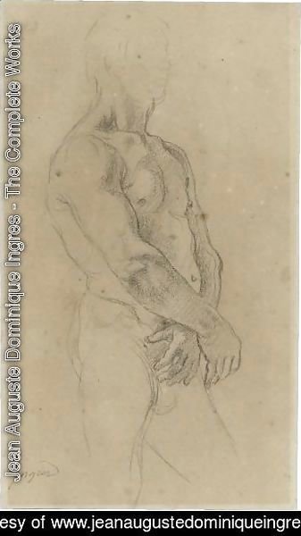 Jean Auguste Dominique Ingres - Study Of A Standing Male Nude, Turned Towards The Right
