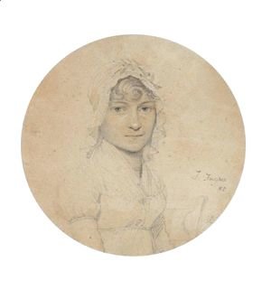 Portrait Of A Young Woman Wearing A Lace Bonnet