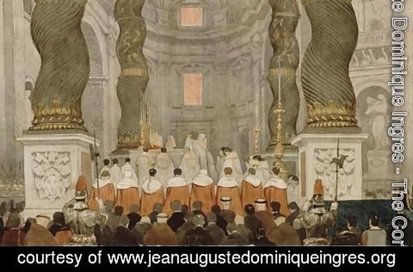 Jean Auguste Dominique Ingres - Papal ceremony in St. Peter's in Rome under the canopy of Bernini