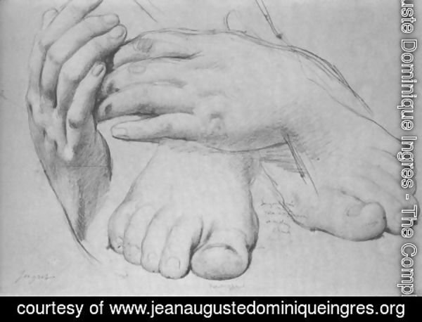 Jean Auguste Dominique Ingres - Study of Hands and Feet for The Golden Age