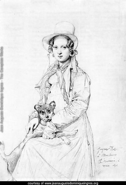 Mademoiselle Henriette Ursule Claire, maybe Thevenin, and her dog Trim