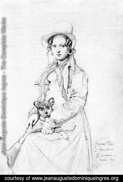 Jean Auguste Dominique Ingres - Mademoiselle Henriette Ursule Claire, maybe Thevenin, and her dog Trim