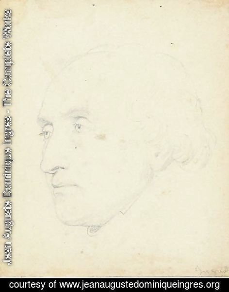 Jean Auguste Dominique Ingres - Head of a man turned to the left, said to be Jean-Baptiste Lepere (1761-1844)