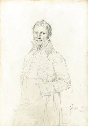 Jean Auguste Dominique Ingres - Portrait of a gentleman, believed to be Charles-Bernardin-Ghislain Coppieters-Stochove, three-quarter-length, by a chair